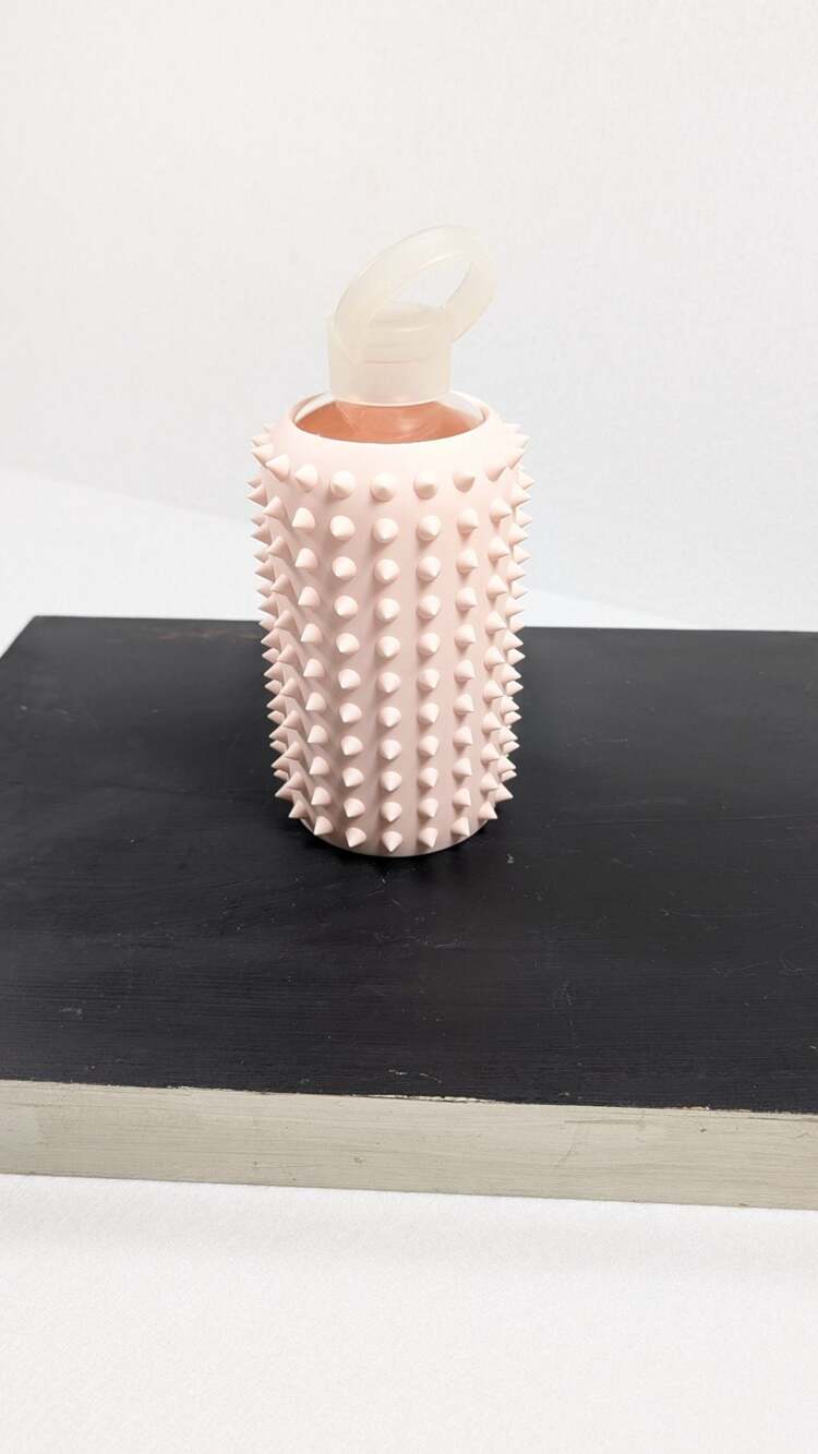 BKR Spiked Glass Water Bottle 16 oz. Pink
